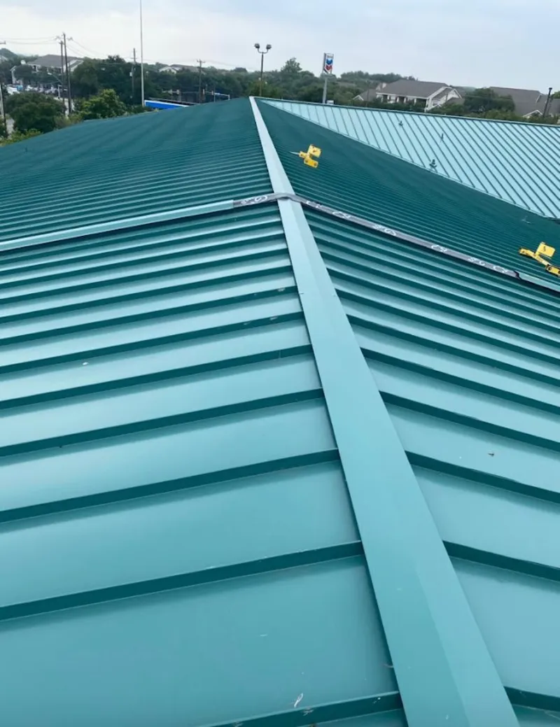 Green commercial metal roof ridge and valley for Metal Roof Repair in Haysville